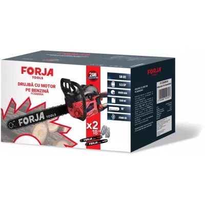 Drujba / motofierastrau pe benzina Forja Tools FCS6800A, lungime sina 45 cm, 5.5 CP, 4.1 KW, 2 lame, 2 lanturi Drujba / motofierastrau pe benzina Forja Tools FCS6800A, lungime sina 45 cm, 5.5 CP, 4.1 KW, 2 lame, 2 lanturi