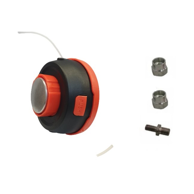 Cap tambur / mosor universal pentru motocoasa cu fir, buton metal cu portocaliu, 3 piese