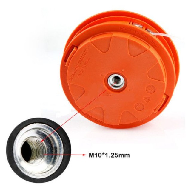 Tambur Motocoasa automat portocaliu cu buton metalic Easy Feed M10, pas 1.25 (GF-1680)