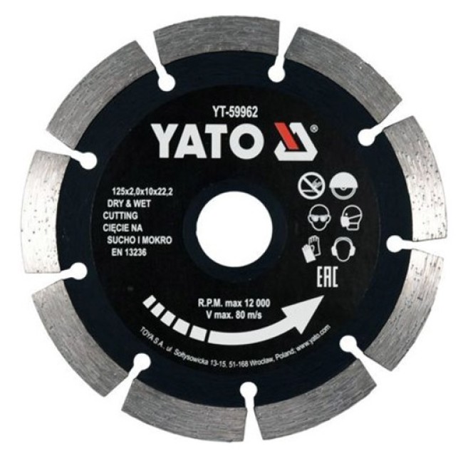 Disc Diamantat Segmentat 125X22.2X2mm Yato YT-59962