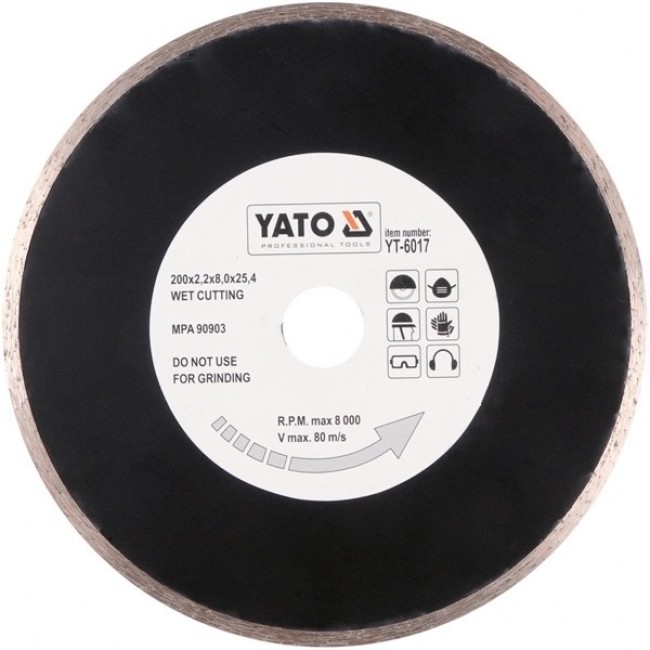Disc Diamantat Continu 200X25.4X2.2mm, Yato YT-6017