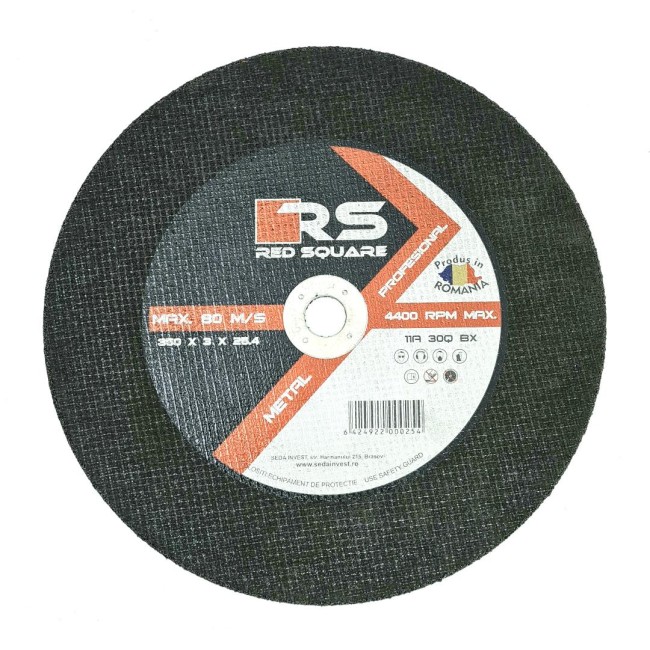 Disc Abraziv pentru Debitat Metale, Diametru 350mm, Gaura 25.4mm, RED SQUARE