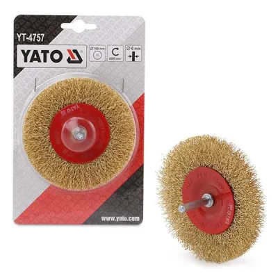 Perie Circulara Alama pentru Bormasina 100mm, Yato YT-4757 Perie Circulara Alama pentru Bormasina 100mm, Yato YT-4757