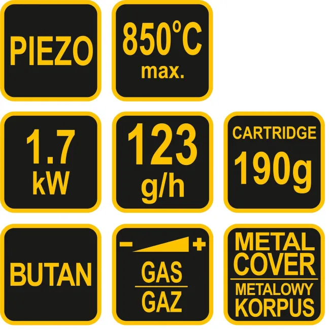 Lampa Gaz cu Aprindere Piezo-Electrica, 1.7 kW, 850 grade C max, 190g, Vorel 73404