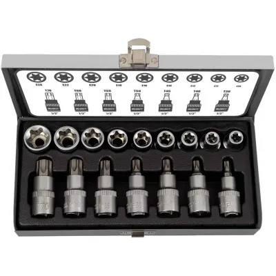 Trusa 16 Piese Chei Tubulare Torx E10-E24 si capete biti torx T10-T70, Cr-V Trusa 16 Piese Chei Tubulare Torx E10-E24 si capete biti torx T10-T70, Cr-V