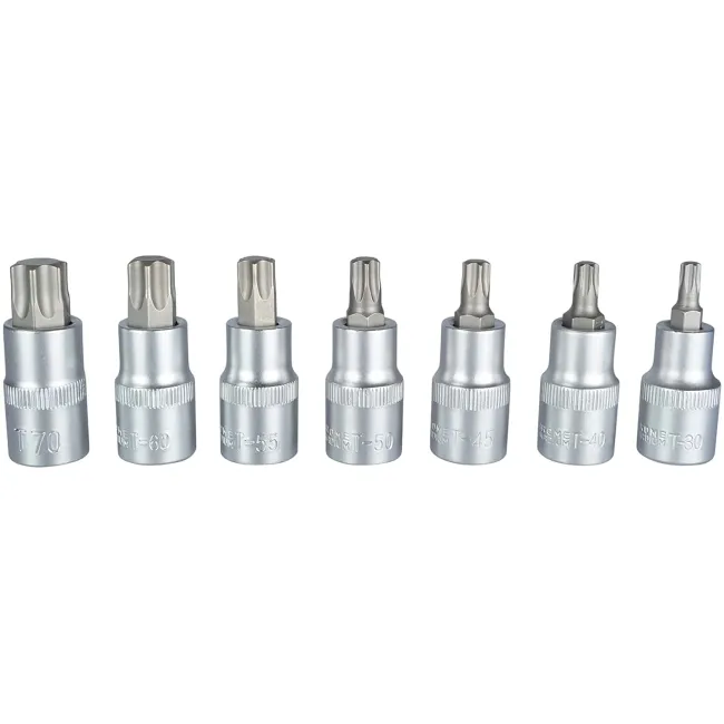 Trusa 16 Piese Chei Tubulare Torx E10-E24 si capete biti torx T10-T70, Cr-V