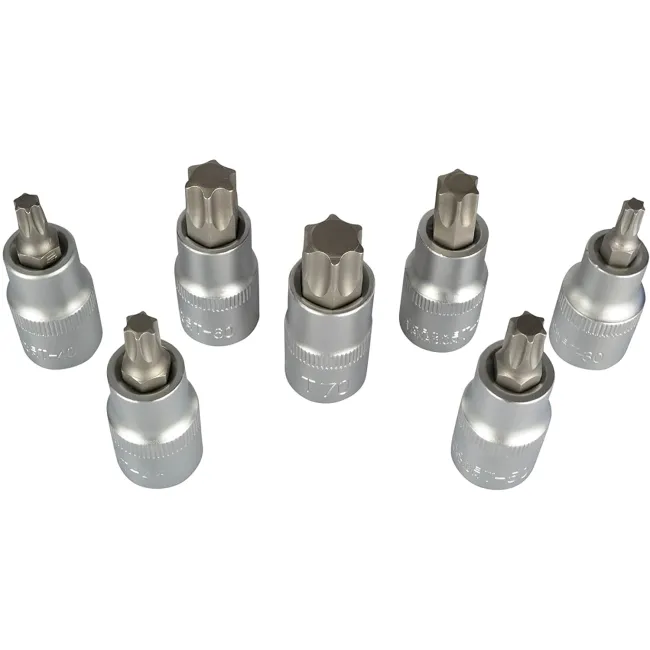 Trusa 16 Piese Chei Tubulare Torx E10-E24 si capete biti torx T10-T70, Cr-V