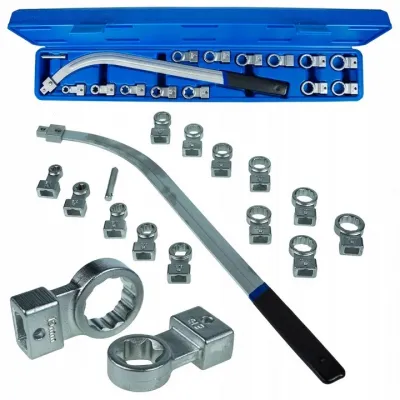 Trusa chei pentru montat tensionat curele distributie, role intinzatoare, chei inelare brat lung, 15 piese
