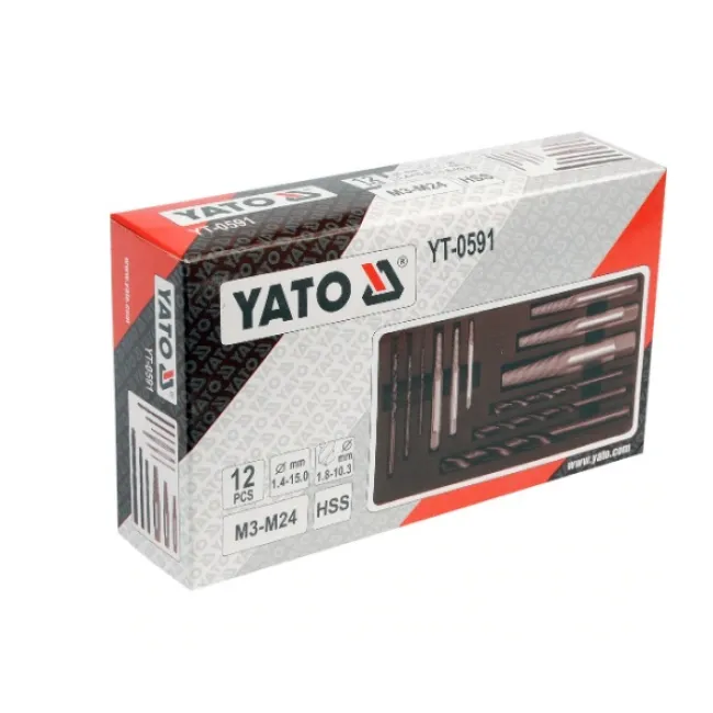 Set Extractoare YATO YT-0591, pentru Suruburi Rupte, Burghie Metal, 12 Buc