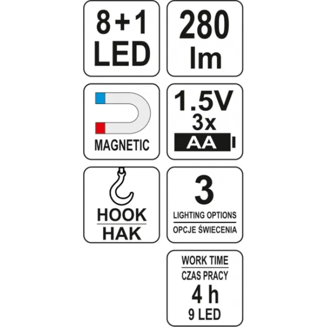 Lanterna Magnetica Rabatabila cu Led, 280lm, Yato YT-08513