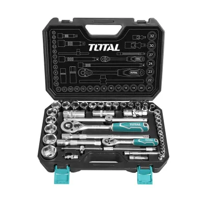 Trusa de chei tubulare 1/2+1/4 cu antrenor 44 piese, TOTAL Industrial