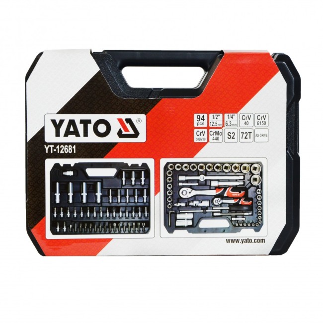 Trusa chei tubulare Yato, profesionala, 1/2"-1/4", 94buc YT-12681 Trusa chei tubulare Yato, profesionala, 1/2"-1/4", 94buc YT-12681