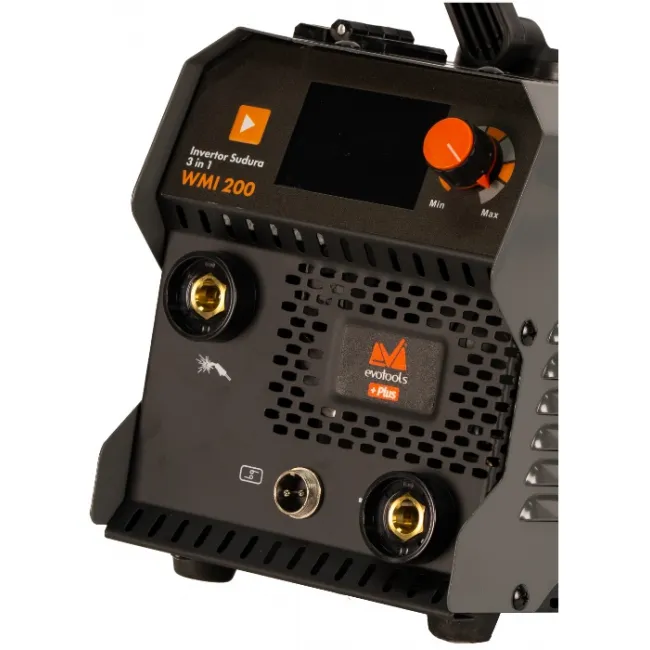 Aparat Invertor de Sudura MIG-MMA-TIG 3 in 1 cu Afisaj LED WMI-200, electrod, sarma flux, gaz, Evotools 683150 Aparat Invertor de Sudura MIG-MMA-TIG 3 in 1 cu Afisaj LED WMI-200, electrod, sarma flux, gaz, Evotools 683150