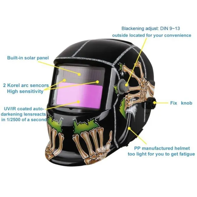 Masca de sudura automata, cu filtru reglabil, Skeleton, DIN 9-13, protectie fata