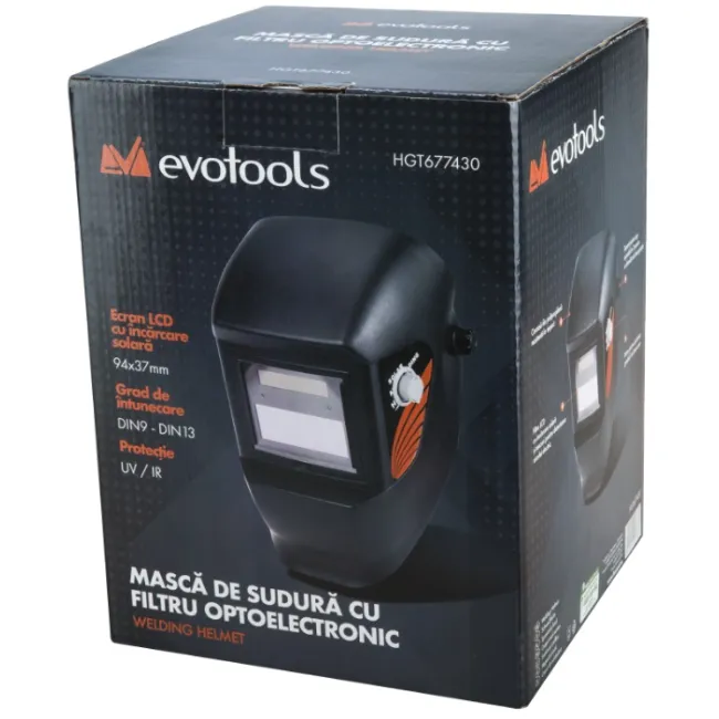 Masca sudura cu filtru optoelectronic EvoTools, celula fotovoltaica, filtru optic LCD, suport 3 directii