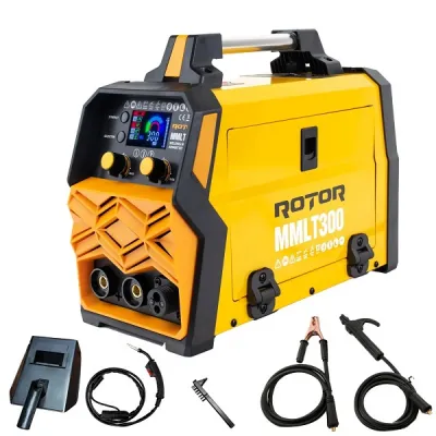Aparat de sudura flux sarma + electrod (invertor), Rotor MMLT-300i, MIG MMA LIFT TIG 300 A, ecran LCD, accesorii incluse Aparat de sudura flux sarma + electrod (invertor), Rotor MMLT-300i, MIG MMA LIFT TIG 300 A, ecran LCD, accesorii incluse