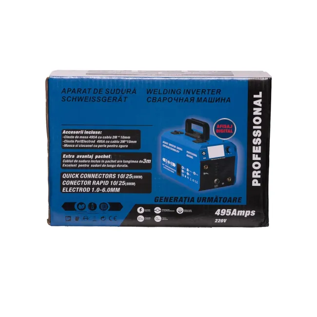 Aparat de sudura tip invertor, Ural CMP1697, sudura MIG/MMA/LIFT TIG , 495A, afisaj digital, 0.8-1.2mm, accesorii incluse, albastru