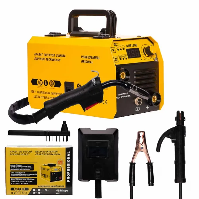 Aparat de sudura tip invertor, Ural CMP1696, sudura MIG/MMA/LIFT TIG , 495A, afisaj digital, 0.8-1.2mm, accesorii incluse