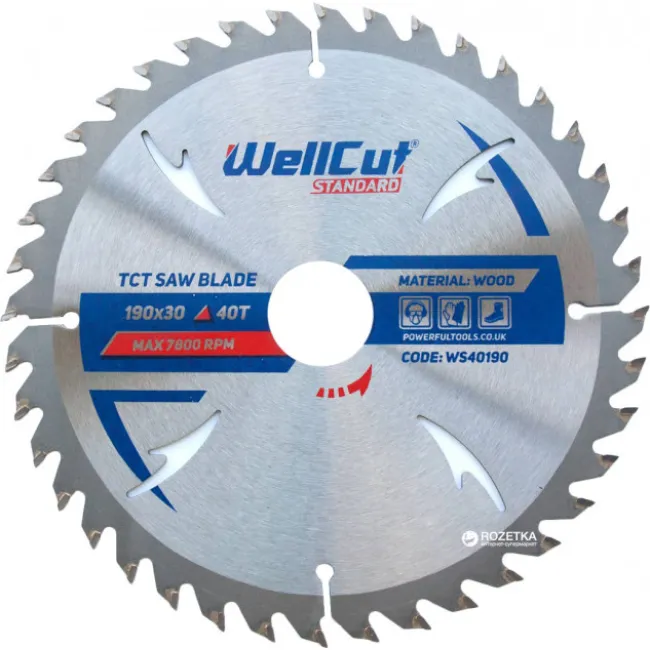 Disc cu Vidia pentru Lemn Diametru 190mm, Interior 30mm, 40 Dinti, WellCut WS40190