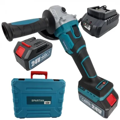 Polizor unghiular / Flex cu acumulator SPARTAN, 24V, 2A, 8500 RPMvaliza transport, 2 baterii incluse
