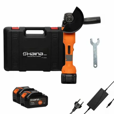 Polizor unghiular / Flex cu acumulator Haina H-1112, 48 V, valiza transport, 2 baterii incluse, 125 MM, 10000 RPM