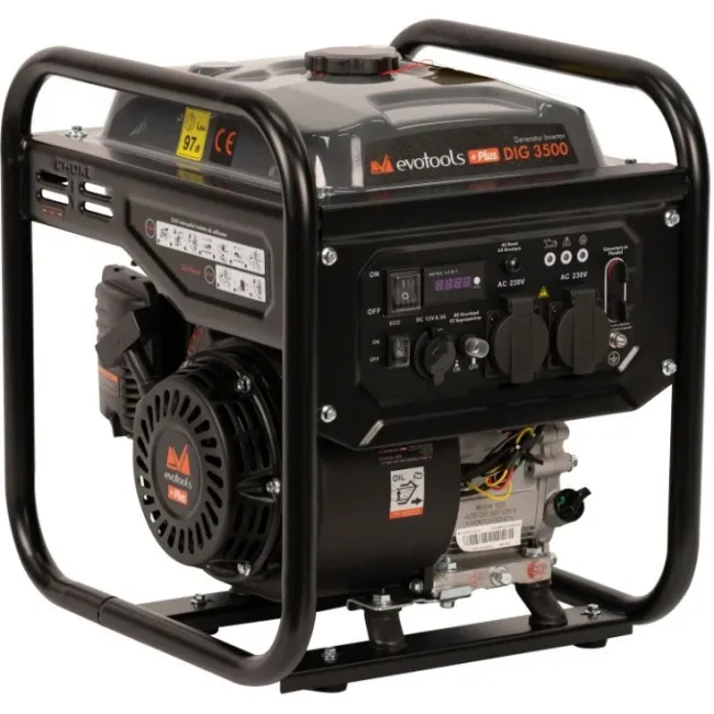 Generator curent invertor, Evotools Plus DIG 3500, 3.2 kW / 3.5 kW, motor pe benzina OHV in 4 timpi de 4.7 CP