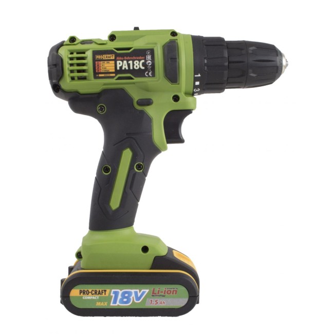Masina de gaurit si insurubat, Procraft PA18C, cu 2 acumulatori, 18 V, 1.5 Ah, Li-Ion Masina de gaurit si insurubat, Procraft PA18C, cu 2 acumulatori, 18 V, 1.5 Ah, Li-Ion