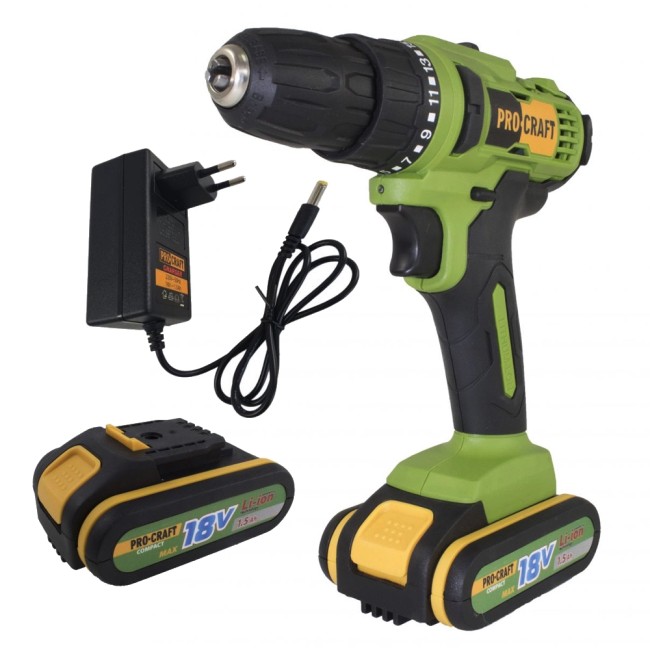 Masina de gaurit si insurubat, Procraft PA18C, cu 2 acumulatori, 18 V, 1.5 Ah, Li-Ion Masina de gaurit si insurubat, Procraft PA18C, cu 2 acumulatori, 18 V, 1.5 Ah, Li-Ion