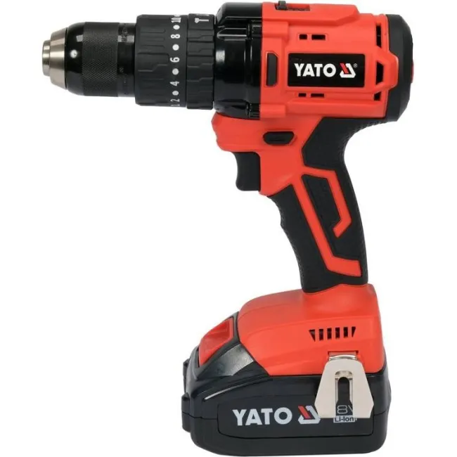 Masina de gaurit / insurubat, cu percutie, Yato YT-82790, cu 1 acumulator, 18 V, 3 Ah, Li-Ion, 75 Nm, motor fara perii, led iluminare, valiza plastic Masina de gaurit / insurubat, cu percutie, Yato YT-82790, cu 1 acumulator, 18 V, 3 Ah, Li-Ion, 75 Nm, motor fara perii, led iluminare, valiza plastic