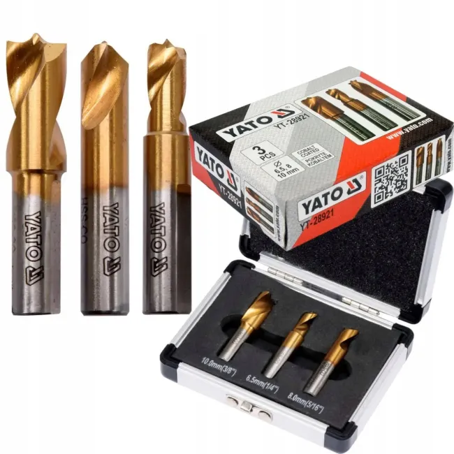 Set 3 burghie pentru puncte de sudura, 6.5, 8, 10 mm, Yato YT-28921 Set 3 burghie pentru puncte de sudura, 6.5, 8, 10 mm, Yato YT-28921