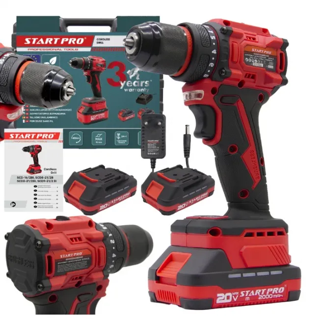 Masina de gaurit / insurubat, StartPro SCD8-21, cu 2 acumulatori, 20 V, 2.0 Ah, Li-Ion, valiza transport Masina de gaurit / insurubat, StartPro SCD8-21, cu 2 acumulatori, 20 V, 2.0 Ah, Li-Ion, valiza transport