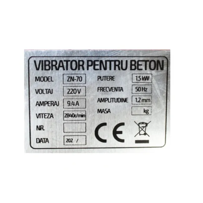 Vibrator pentru Beton ZN-70, 800W, lance 6m x 35mm