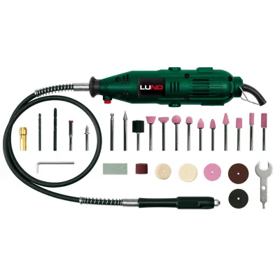 Mini polizor / aparat de gravat LUND 79314, 135 W, 40 accesorii, 10000 - 35000 RPM Mini polizor / aparat de gravat LUND 79314, 135 W, 40 accesorii, 10000 - 35000 RPM