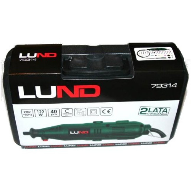 Mini polizor / aparat de gravat LUND 79314, 135 W, 40 accesorii, 10000 - 35000 RPM