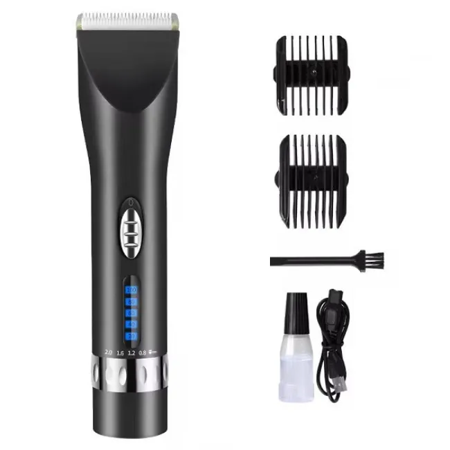 Masina de tuns profesionala, cu acumulator, pentru caini, pisici, lama din otel inoxidabil, indicator led baterie, 1200mah, putere 10w, negru Masina de tuns profesionala, cu acumulator, pentru caini, pisici, lama din otel inoxidabil, indicator led baterie, 1200mah, putere 10w, negru