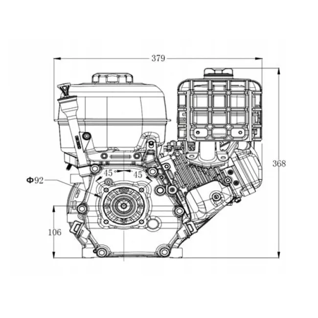 Motor pe benzina, Zongshen GB270, ax: 25.4 x 91mm, 272cmc, 9cp