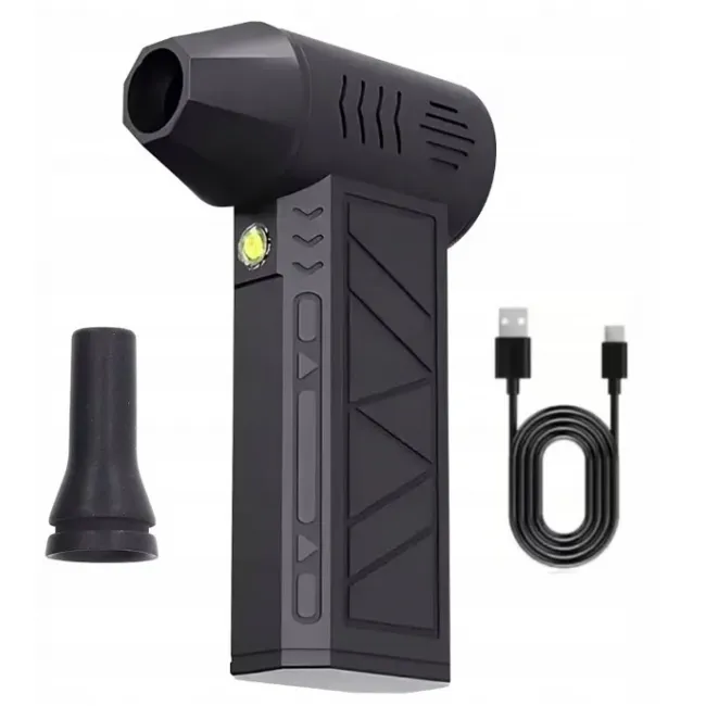 Suflanta aer portabila, brushless, indicator baterie, turbo fan, 130000 RPM, 3 trepte de putere, baterie 5000 mAh, negru