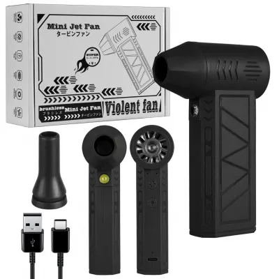 Suflanta aer portabila, brushless, indicator baterie, turbo fan, 130000 RPM, 3 trepte de putere, baterie 5000 mAh, negru