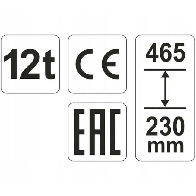 Cric hidraulic, Yato YT-17005, capacitate 12 Tone, 230-465 mm