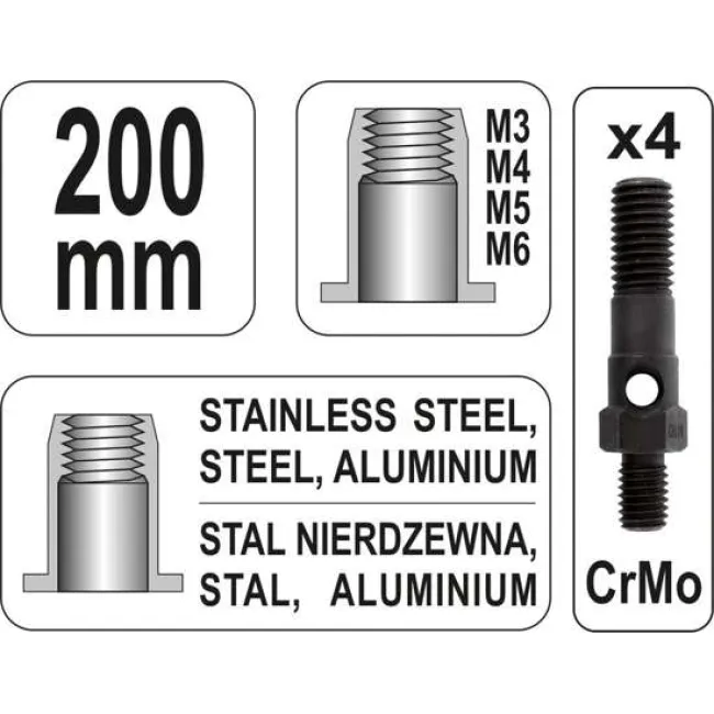 CLESTE PT NITURI, 200MM, M3-M6, YT-36140