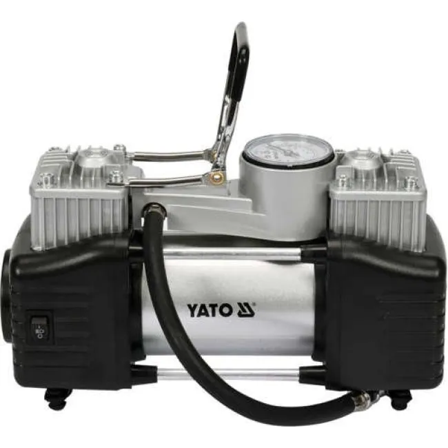 Compresor aer, auto, Yato YT-73462, 10 bar, 12 V, 250 W, buton On/Off, manometru analog, debit aer 60 l/min, adaptoare incluse