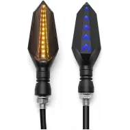 Set Doua Semnalizari Moto cu Led 12V, Lumina galbena / albastra, Semnalizare Led Dinamica