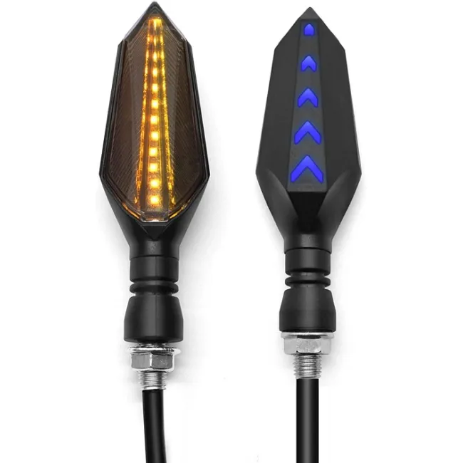 Set Doua Semnalizari Moto cu Led 12V, Lumina galbena / albastra, Semnalizare Led Dinamica