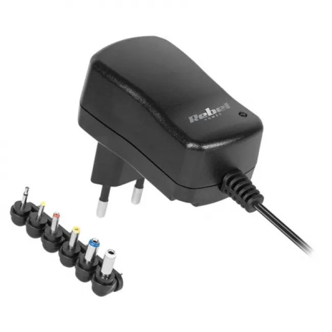 Alimentator stabilizat universal, tensiune iesire 3 / 4,5 / 5 / 6 / 7,5 / 9 / 12v, polaritate variabila, 1000mah