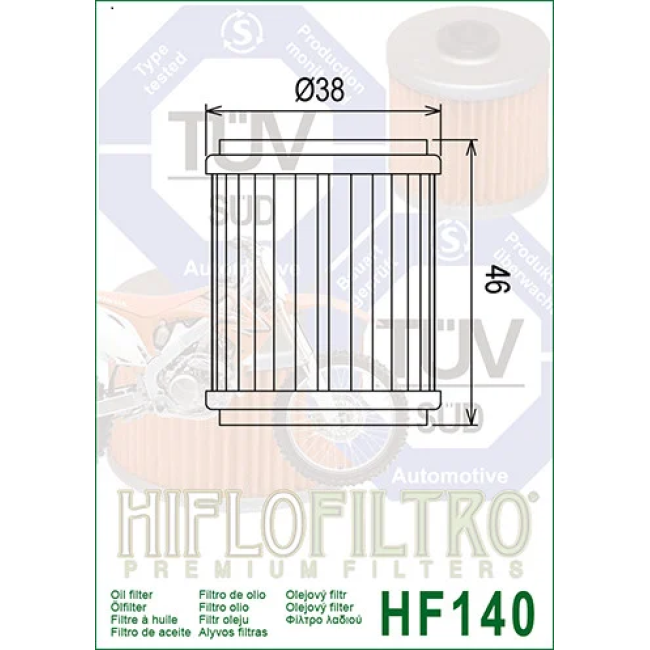 Filtru ulei HIFLO pentru motociclete, HF140 - Husqvarna SMR125,TE125, Yamaha WR250,YZ250,WR450,YZ450