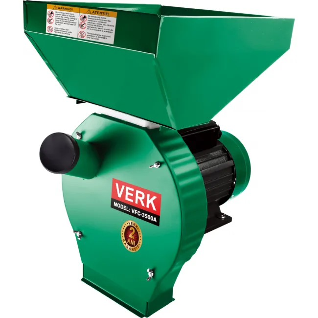 Moara cereale cu ciocanele VERK VFC-3500A, 3500 W, 350 kg/ora, 2850 RPM, cuva mare