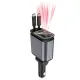 Incarcator auto 66w, 12v, cablu alimentare type-c / iphone, proiectie led plafon, 4in1, pd 3.0, fast charge, afisaj voltaj