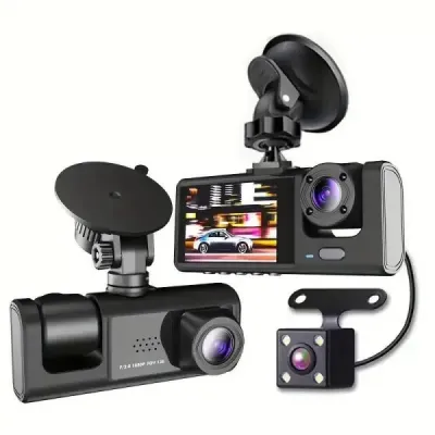 Camera Auto DVR, 3 camere, video Full HD 1080, display 2", G-Sensor, unghi 170 grade, lentila profesionala 6G ultra