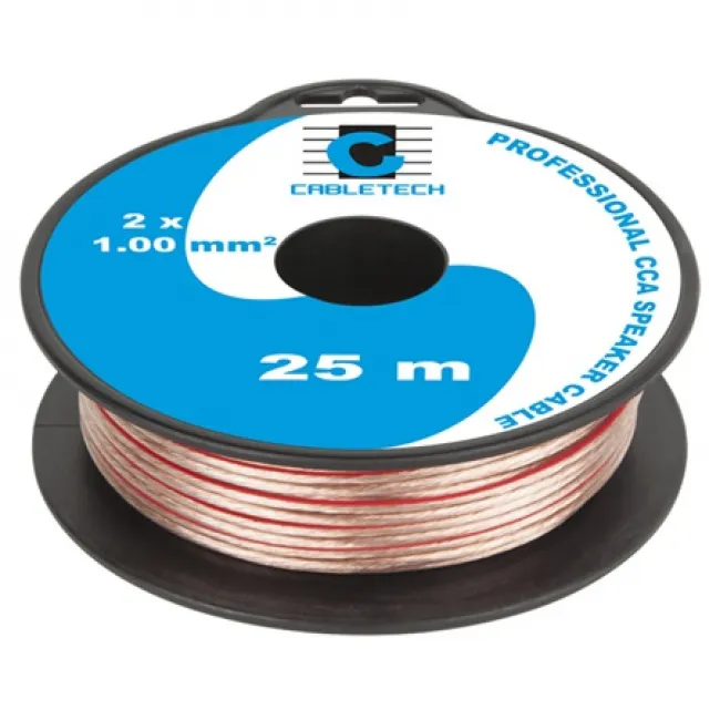 Cablu pentru boxe, profesional cca, 2 x 1.00mm, 25 metri, transparent