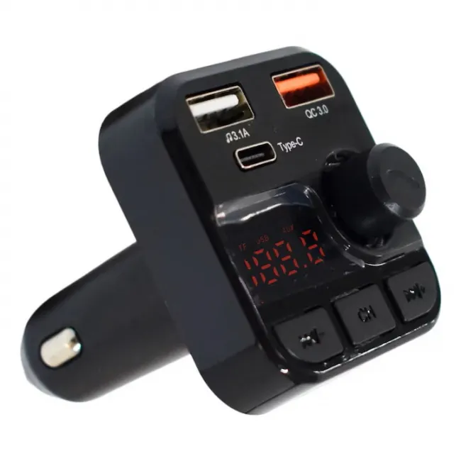 Modulator Auto FM Bluetooth 5.0, 12-24 V, USB 1.0, MP3 Player, Type C 18W, USB 3.0 A, Negru Modulator Auto FM Bluetooth 5.0, 12-24 V, USB 1.0, MP3 Player, Type C 18W, USB 3.0 A, Negru